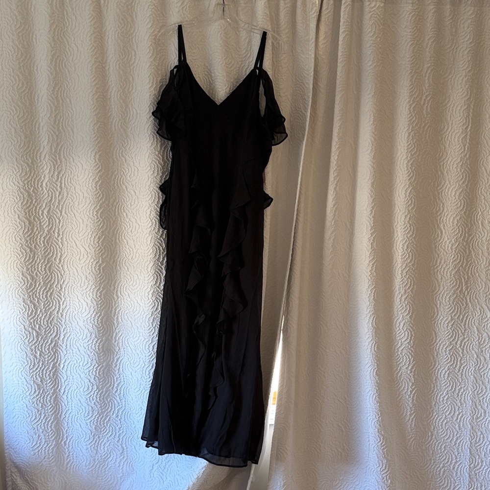 Old Navy Elegant Black Ruffle Midi Dress